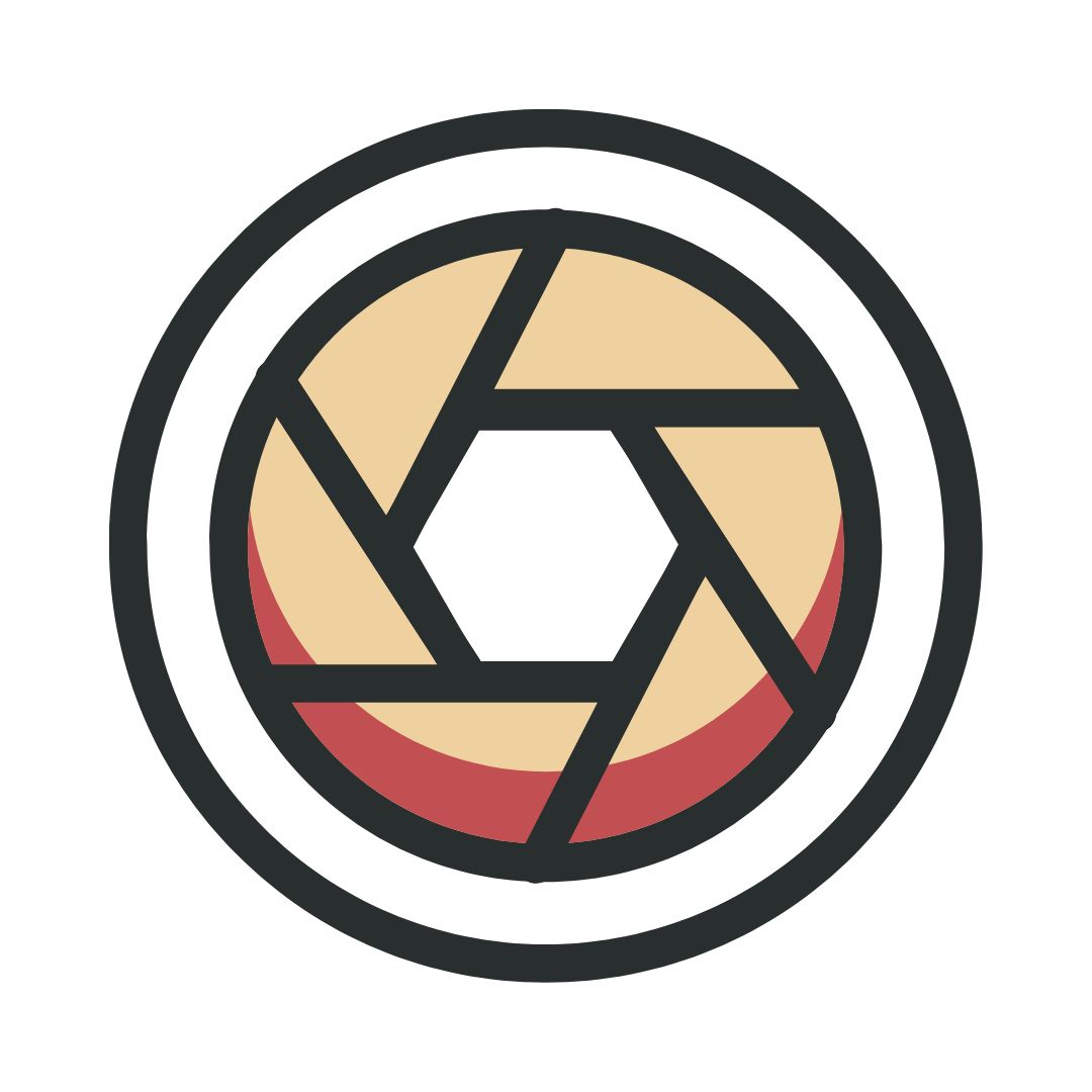 Camera aperture icon showing a clear central focal point