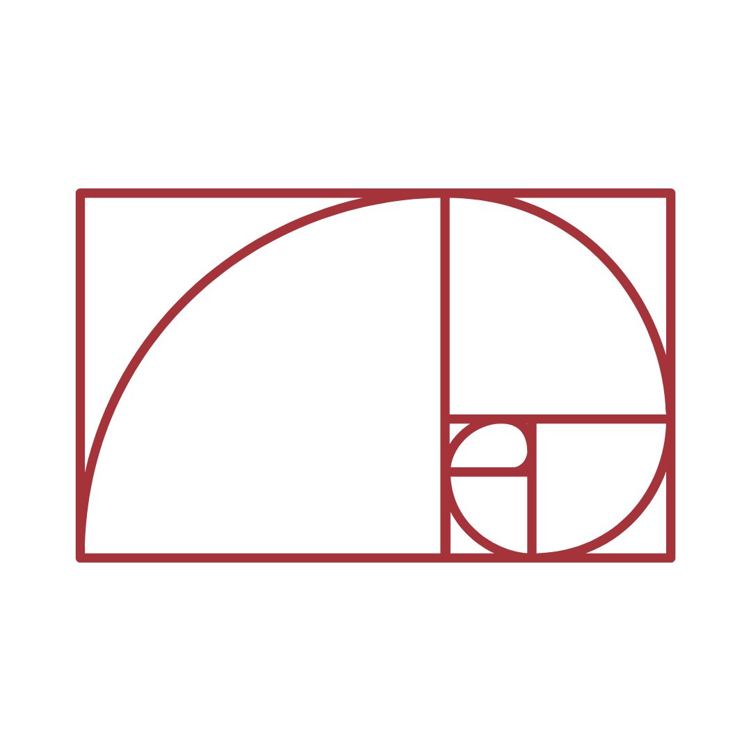 Golden ratio spiral in maroon