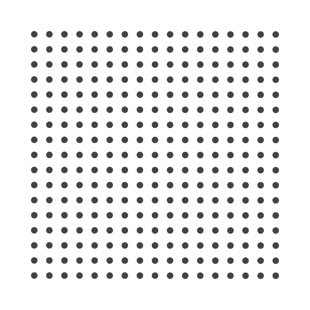 Evenly spaced black dot grid demonstrating design structure