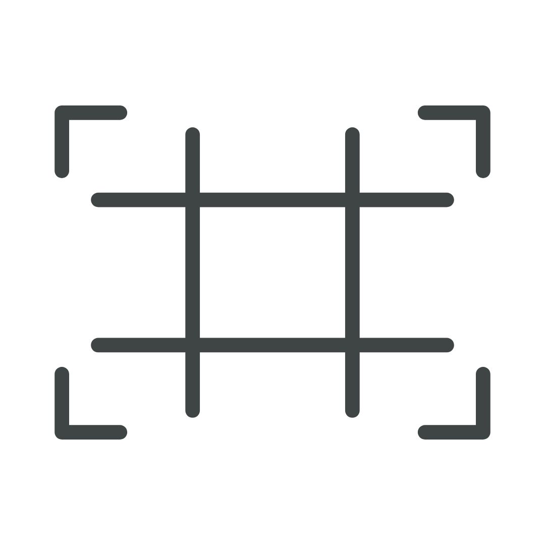 Rule of thirds photography and design grid with 3×3 layout and thicker central lines